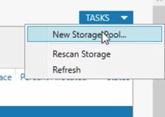 go to tasks and new storage pool