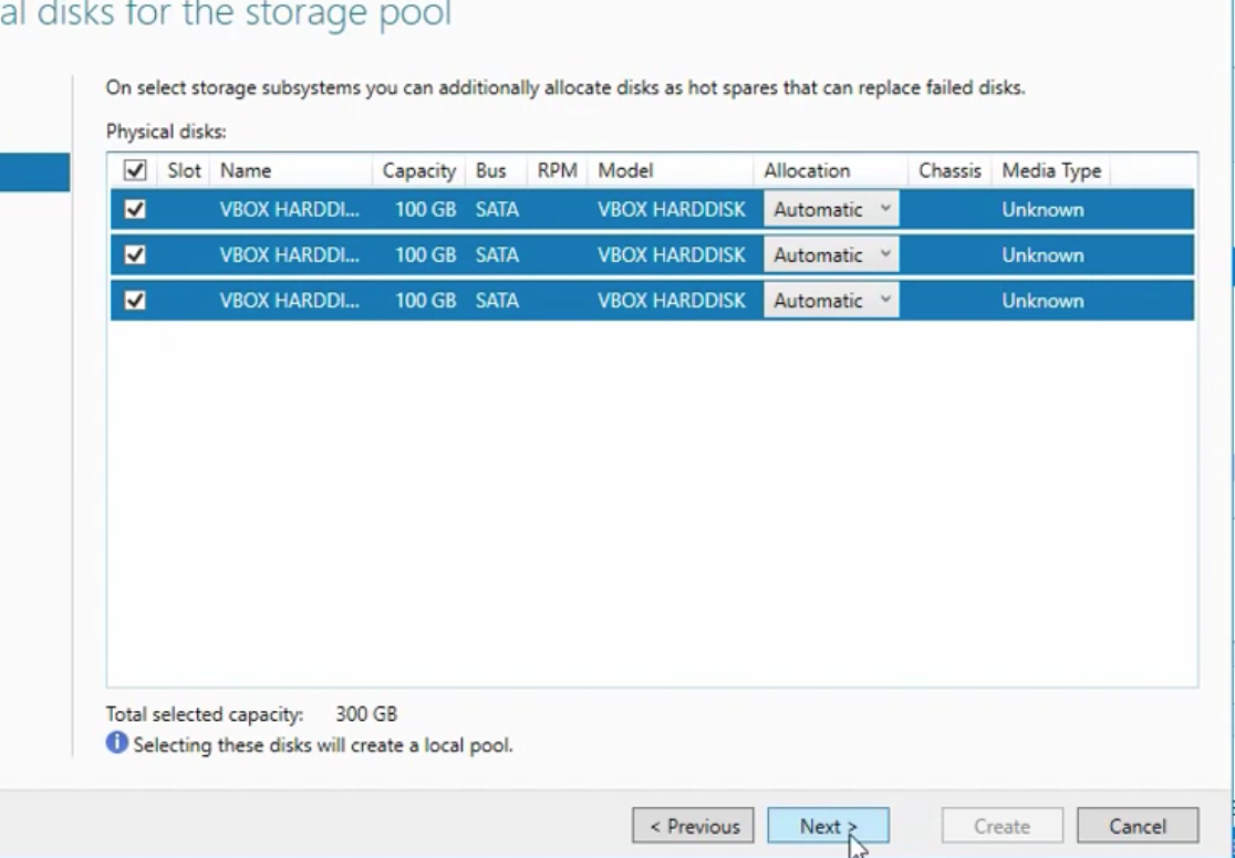 add physical disks (you need three for RAID5)