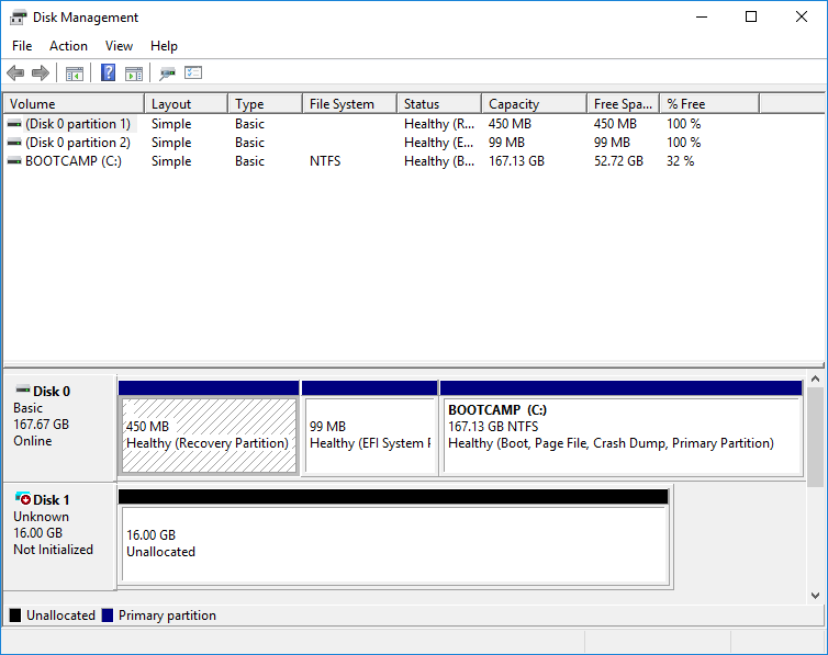 New VHD in Disk Managment